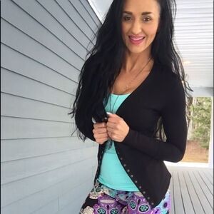 NEW cozy black brass snap cardigan